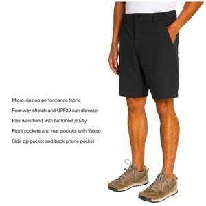 Eddie Bauer- Men's Black Flex Waist Tech Performance Shorts. Size XL